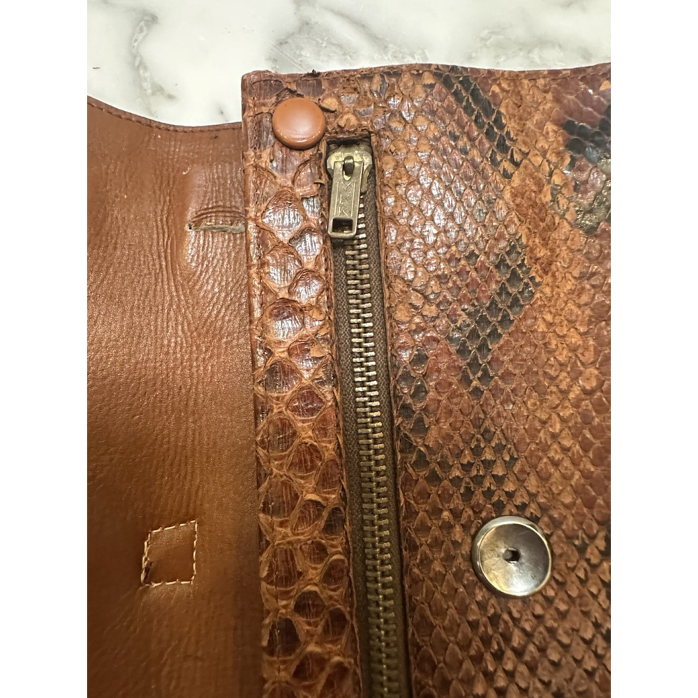 Vintage 1950s European Python Snakeskin Wallet Clutch w/ Lion Head Clasp MCM - Picture 5 of 13